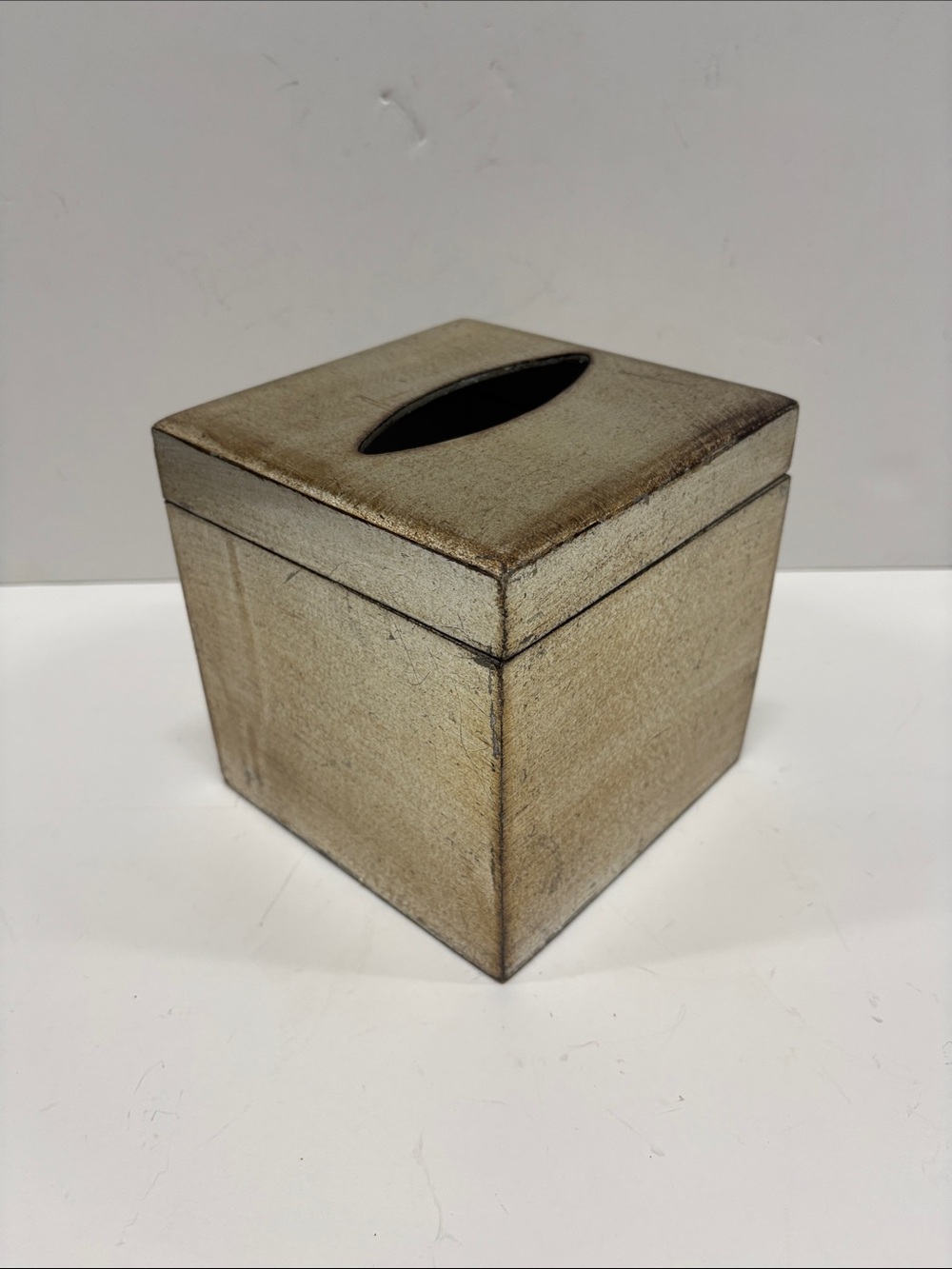 Italian Florentine Silver-leaf Square Tissue Box with Cover